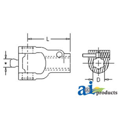 A & I Products Tractor yoke, CV, slide collar, 1 3/8" 21 spline 4" x3" x6" A-141026504